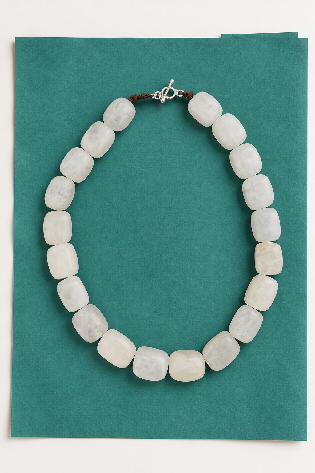 Collar de cuarzo cristal artesanal con piedras naturales y broche de plata 950